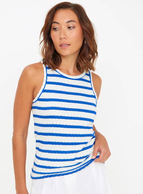 Blue Stripe Knitted Vest Top 10